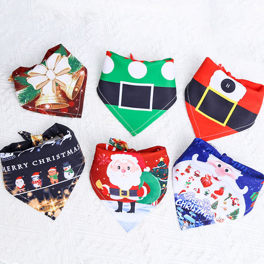 KFX-8566589 Christmas Cartoon Cotton Pet Dress and Triangle Scarf for Pets