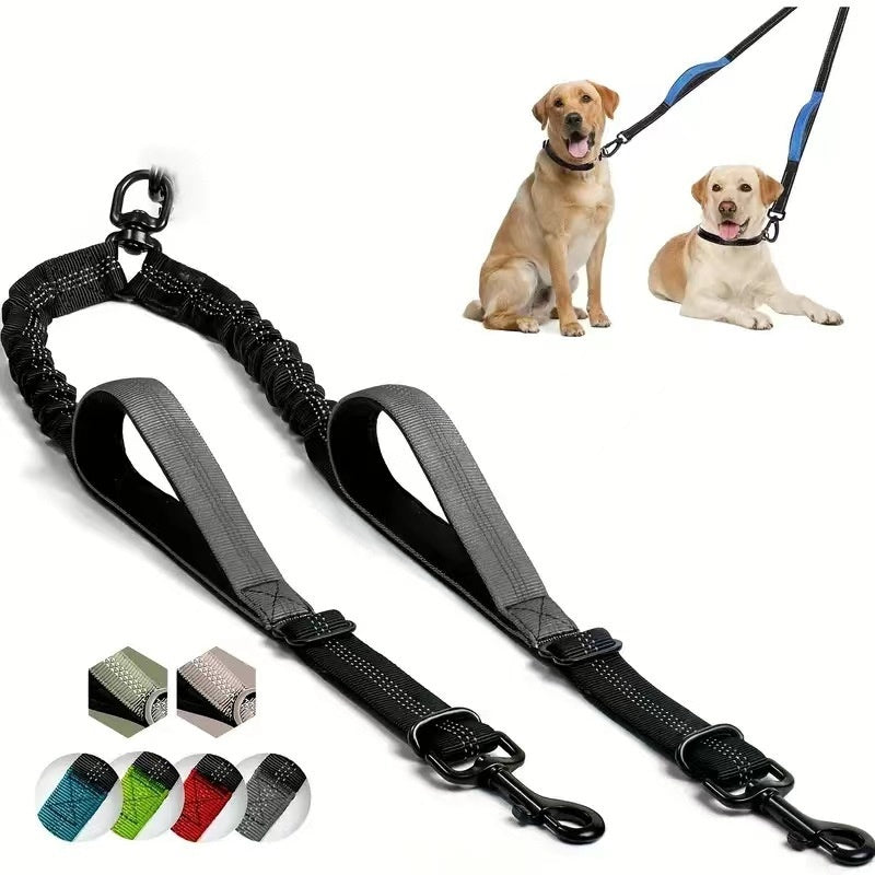 KFX-8568765 Hand-Holding Large Dog Leash with Dual Traction and Explosion-Proof Design, Adjustable Nylon Belt, 100cm Stretching Length
