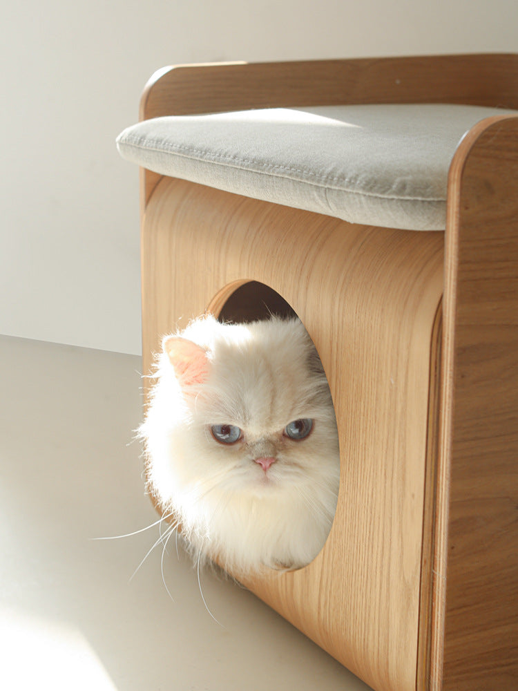 KFX-8572989 Wooden Pet Bed with Removable and Washable Design for Cats in Multiple Colors