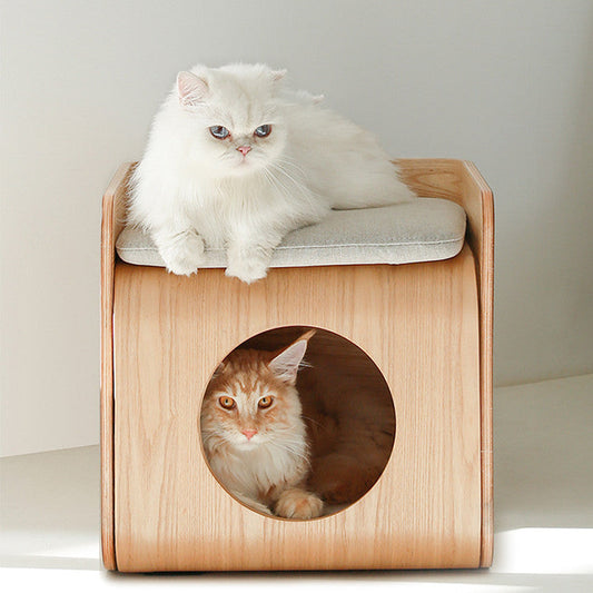 KFX-8572989 Wooden Pet Bed with Removable and Washable Design for Cats in Multiple Colors