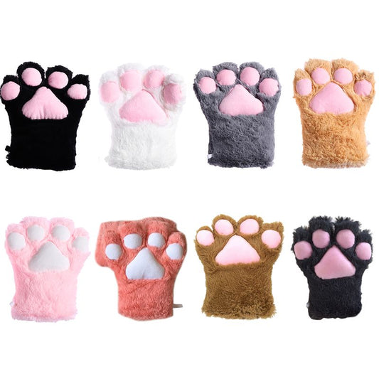 KFX-8574397 Adorable Plush Cat Paw Mittens Gloves for Cosplay and Performance, Unisex Warm Props in Multiple Colors