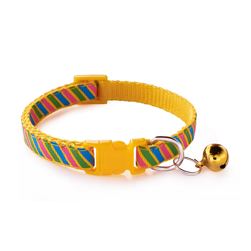 KFX-8576701 Twill Printed Pet Collar with Adjustable Bell, 1.0cm Width, Fits 19-32cm Neck