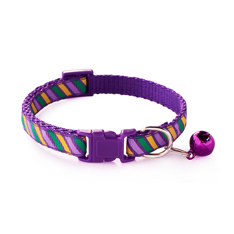 KFX-8576701 Twill Printed Pet Collar with Adjustable Bell, 1.0cm Width, Fits 19-32cm Neck