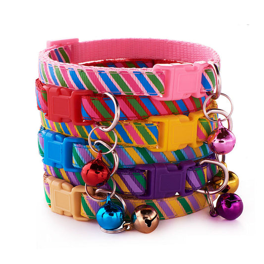 KFX-8576701 Twill Printed Pet Collar with Adjustable Bell, 1.0cm Width, Fits 19-32cm Neck