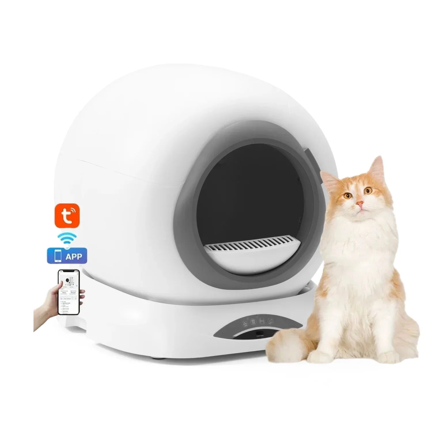KFX-857811 Automatic Self-Cleaning Cat Litter Box with Tuya App Control - 65L Capacity, Easy to Clean, Smart Features