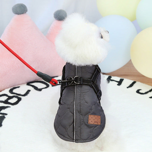 KFX-8579133 Reflective Cotton Vest for Dogs - Soft, Comfortable, Available in Khaki, Rose Red, Black Gray, Multiple Sizes