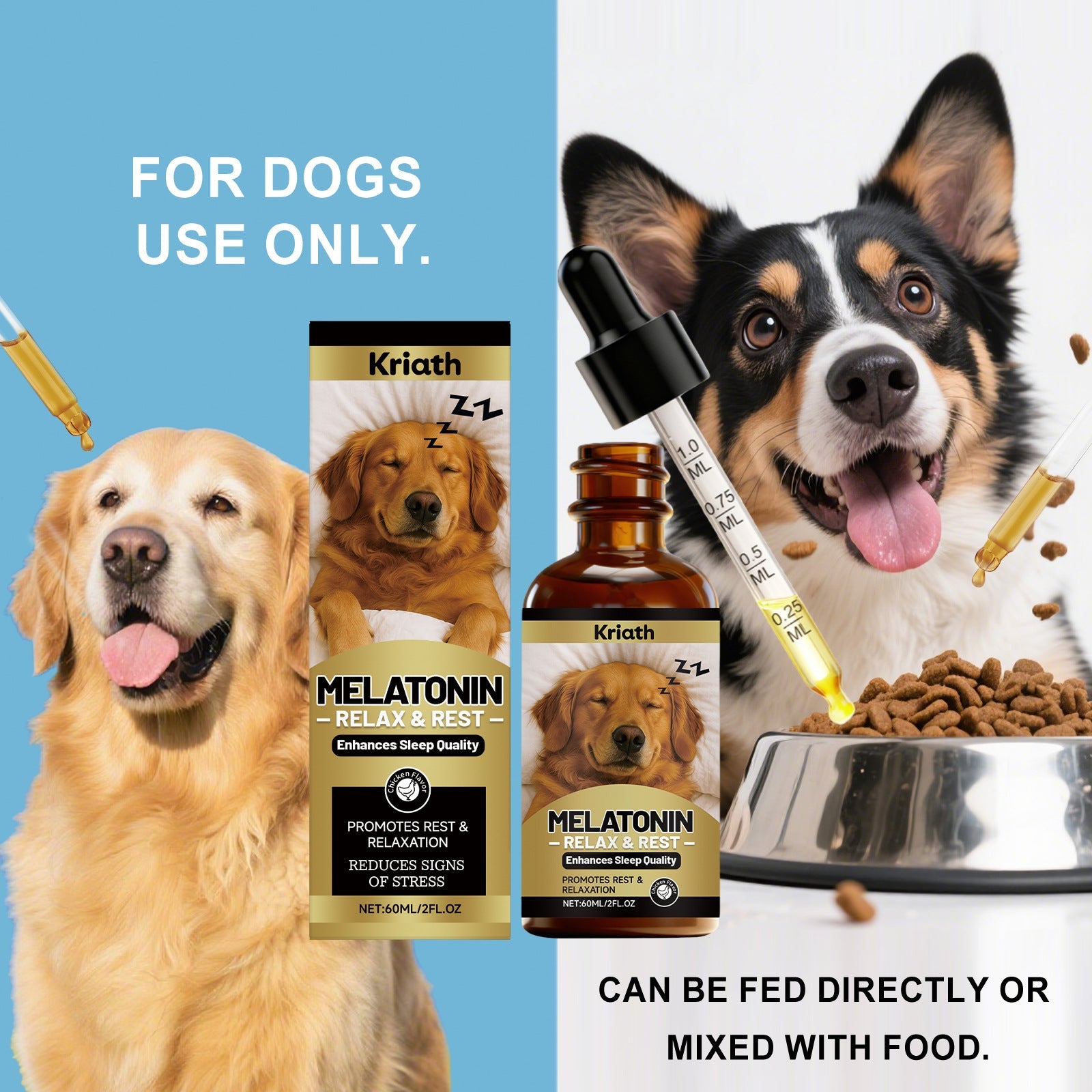 KFX-8580541 Dog Advanced Melatonin Drops for Calm and Relaxation - 60ml Natural Sleep Support