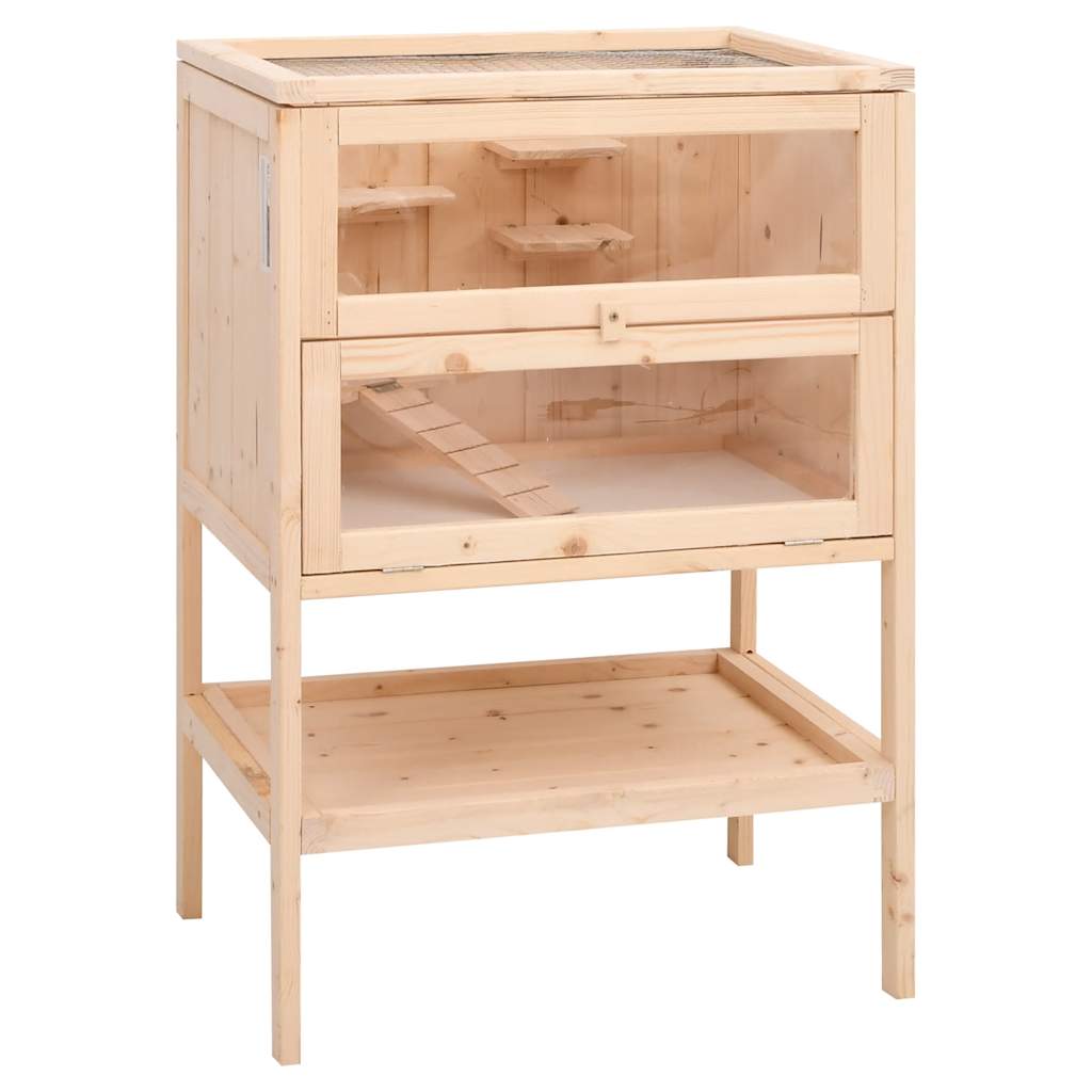 KFX-8582077 Wooden Hamster Cage with Accessories – Solid Fir Wood, Multi-Level Design, Spacious Habitats for Small Pets