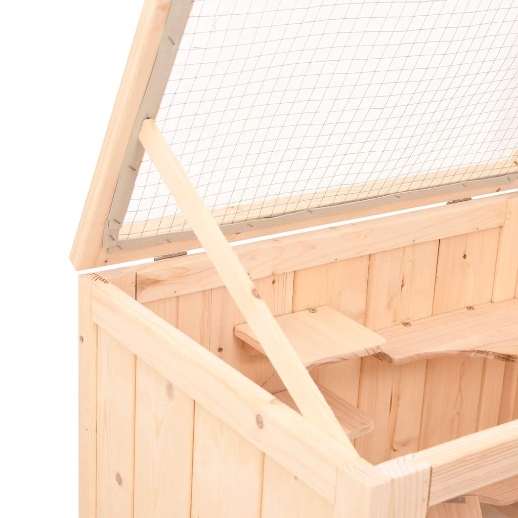 KFX-8582077 Wooden Hamster Cage with Accessories – Solid Fir Wood, Multi-Level Design, Spacious Habitats for Small Pets