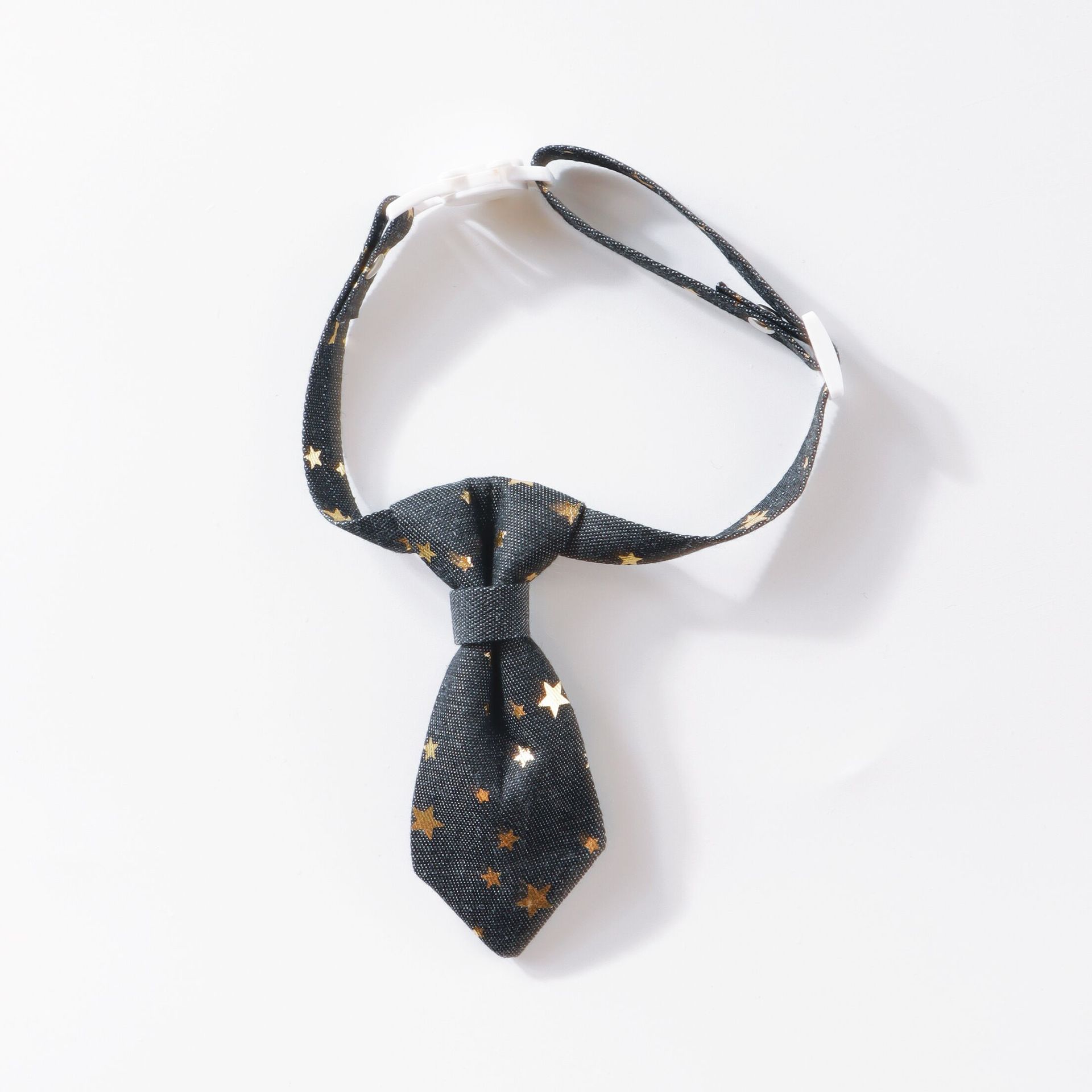 KFX-8582717 Fancy Adjustable Dog Collar for Small and Medium Dogs - Long Tie Design with Golden Star Decoration
