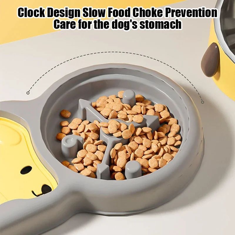 KFX-8584253 2-in-1 Pet Feeder Bowl and Water Dispenser with 15-Degree Tilt Design for Cats and Small Dogs