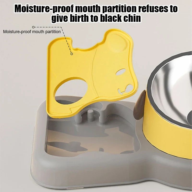 KFX-8584253 2-in-1 Pet Feeder Bowl and Water Dispenser with 15-Degree Tilt Design for Cats and Small Dogs