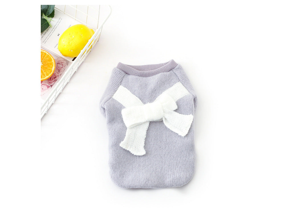 KFX-8584637 Brushed Cloth Bow Pet Clothes - Adjustable Size for Comfort and Style