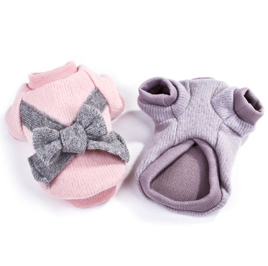 KFX-8584637 Brushed Cloth Bow Pet Clothes - Adjustable Size for Comfort and Style