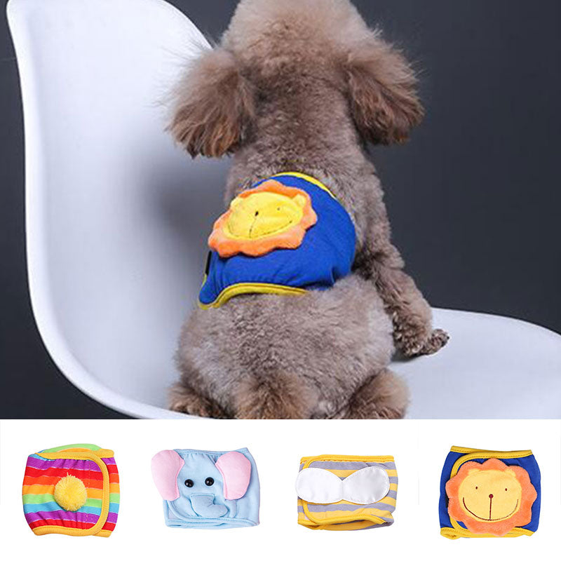 KFX-8586045 Menstrual Safety Pants for Pets in Fun Cartoon Patterns – Cotton, Various Sizes Available