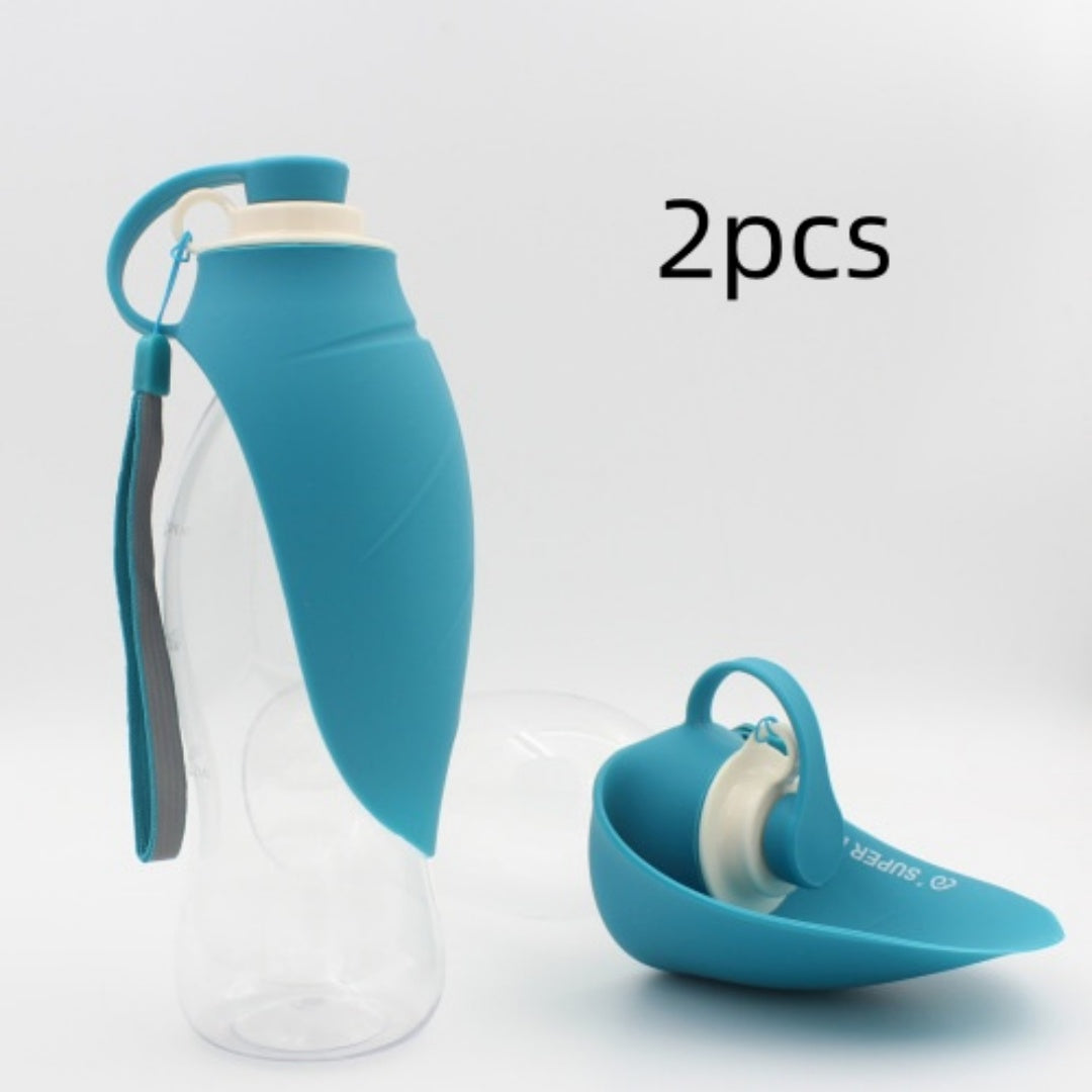 KFX-8586301 Portable Leak-Proof Pet Water Dispenser with Drinking Cup and Bowl - 580ml Capacity