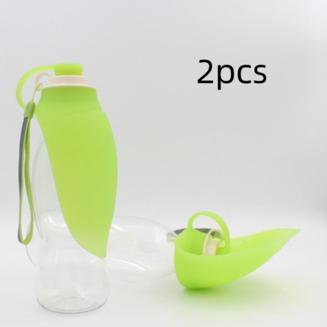KFX-8586301 Portable Leak-Proof Pet Water Dispenser with Drinking Cup and Bowl - 580ml Capacity