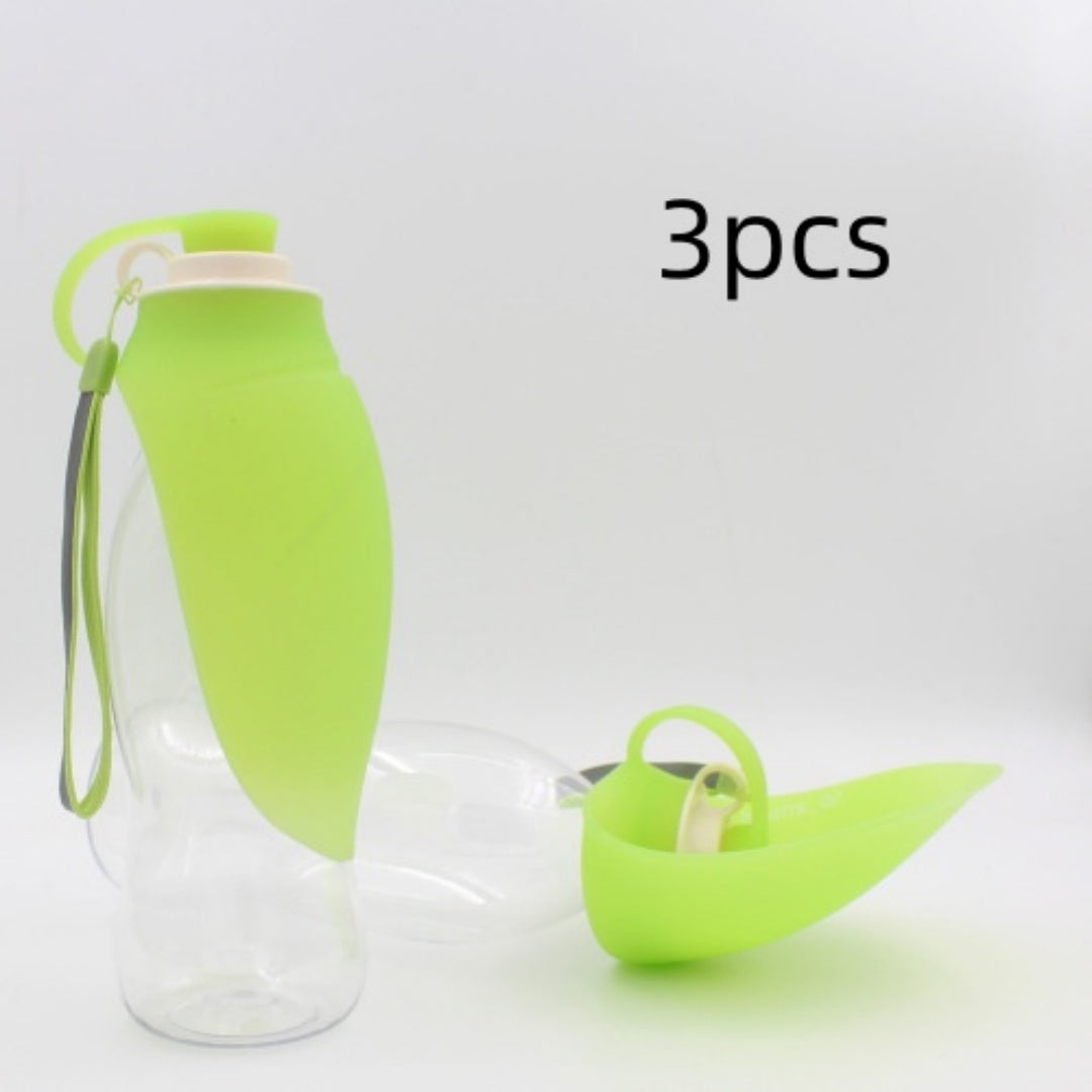 KFX-8586301 Portable Leak-Proof Pet Water Dispenser with Drinking Cup and Bowl - 580ml Capacity