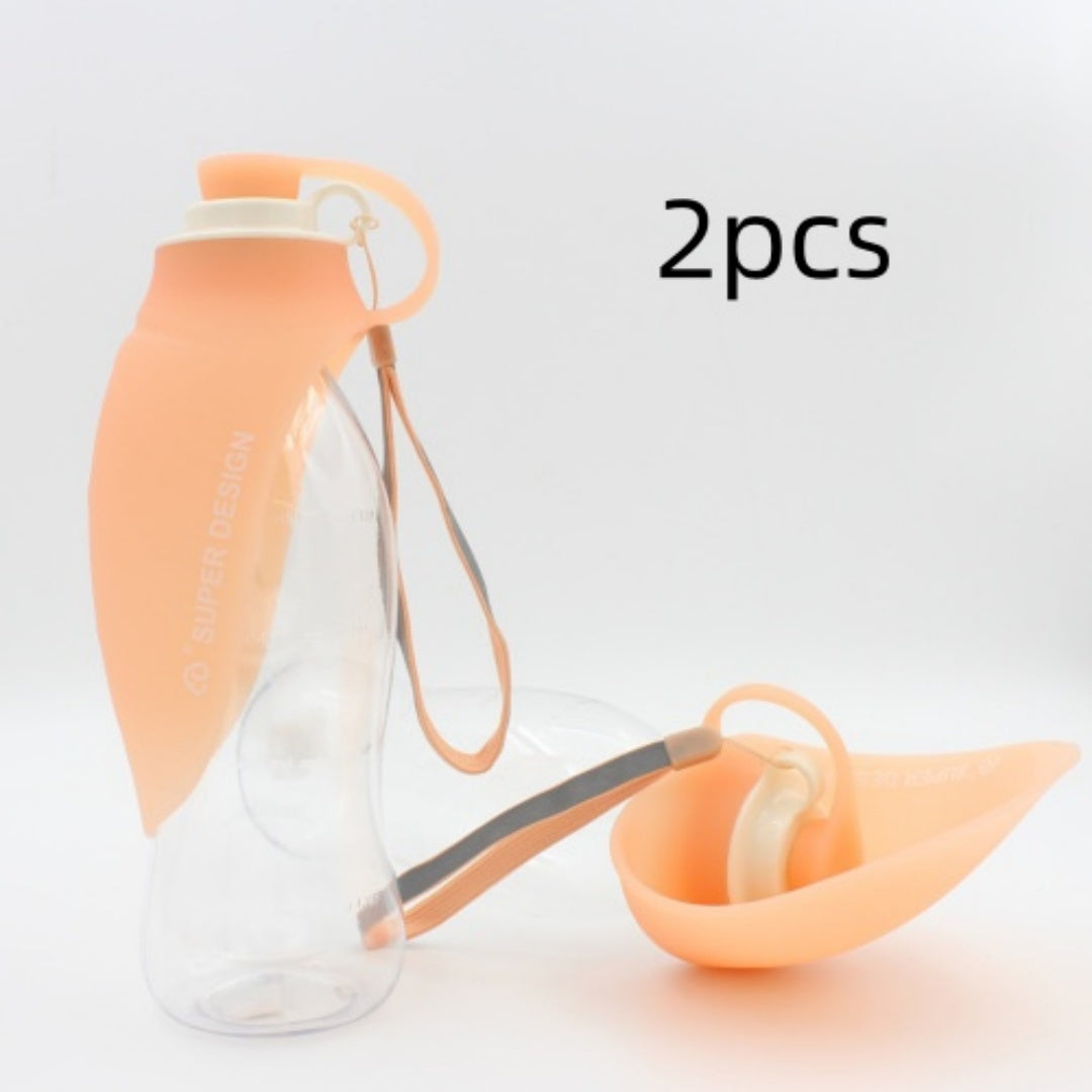 KFX-8586301 Portable Leak-Proof Pet Water Dispenser with Drinking Cup and Bowl - 580ml Capacity