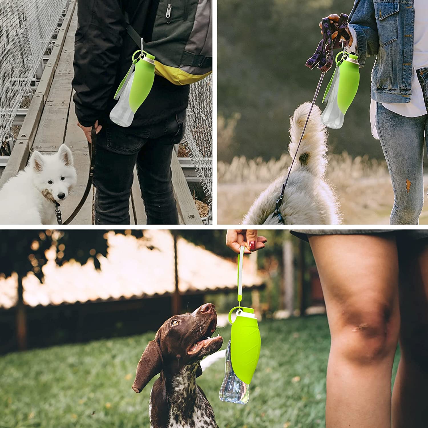 KFX-8586301 Portable Leak-Proof Pet Water Dispenser with Drinking Cup and Bowl - 580ml Capacity