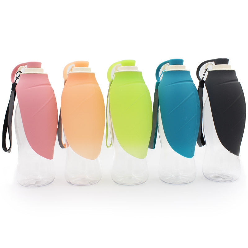 KFX-8586301 Portable Leak-Proof Pet Water Dispenser with Drinking Cup and Bowl - 580ml Capacity