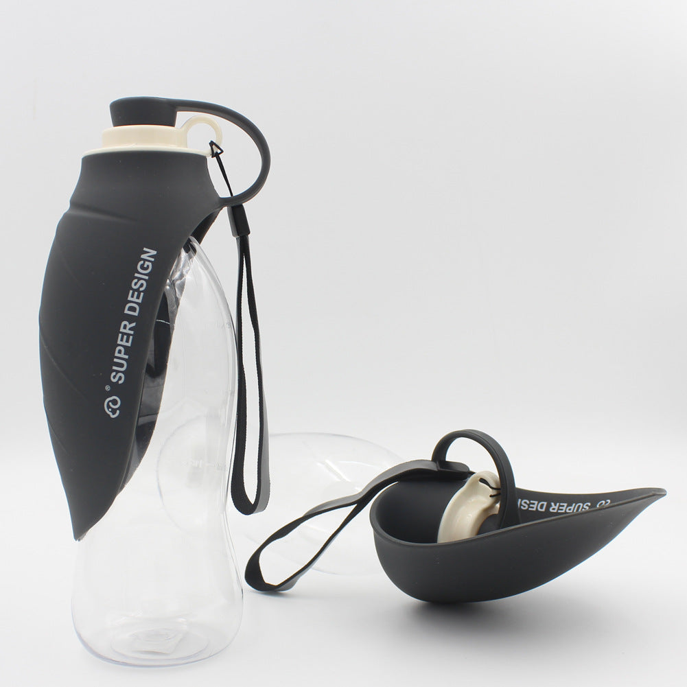 KFX-8586301 Portable Leak-Proof Pet Water Dispenser with Drinking Cup and Bowl - 580ml Capacity