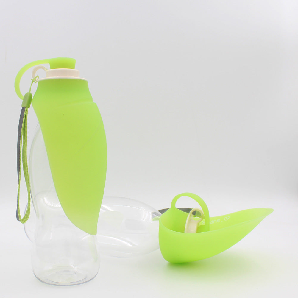 KFX-8586301 Portable Leak-Proof Pet Water Dispenser with Drinking Cup and Bowl - 580ml Capacity