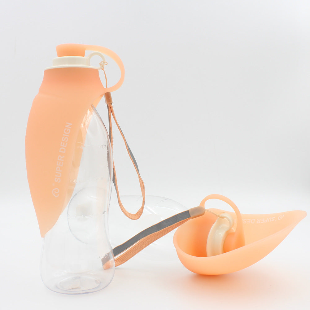 KFX-8586301 Portable Leak-Proof Pet Water Dispenser with Drinking Cup and Bowl - 580ml Capacity