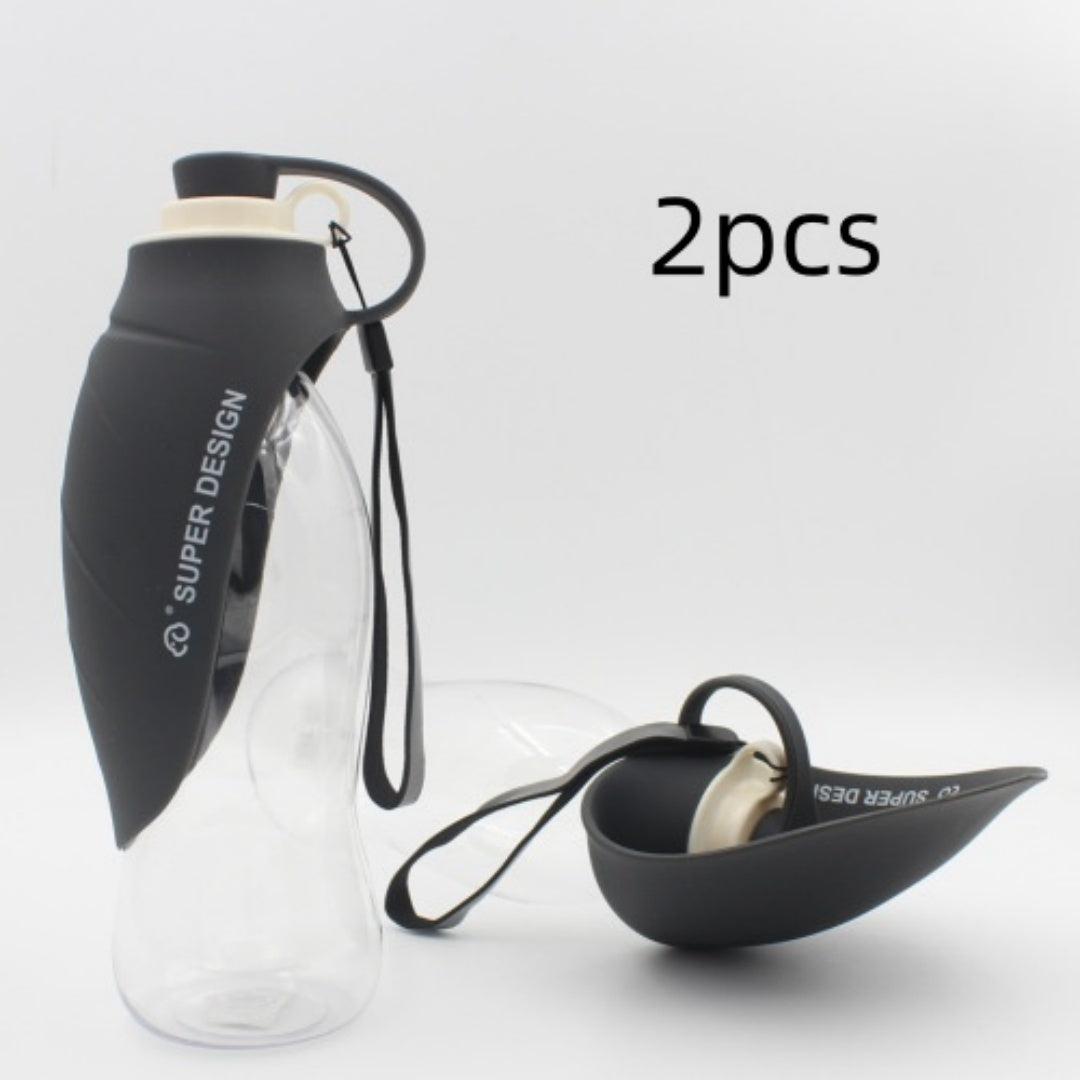 KFX-8586301 Portable Leak-Proof Pet Water Dispenser with Drinking Cup and Bowl - 580ml Capacity