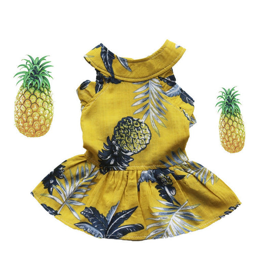 KFX-8587837 Cotton Princess Dress in White and Yellow - Hiromi Style Skirt with Sizes XS to XL