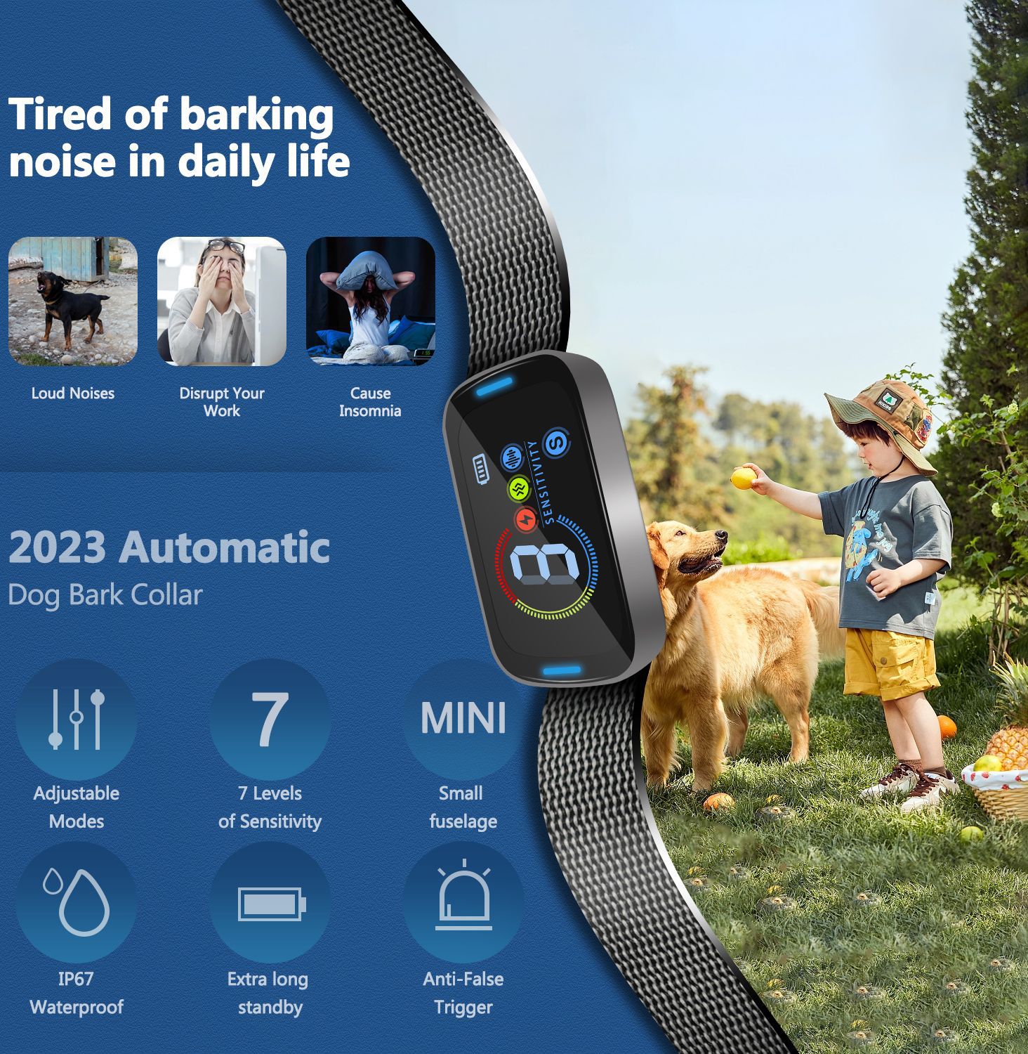 KFX-8588221 Color Screen Bark-Stop Dog Training Collar - Adjustable ABS Design for Effective Training