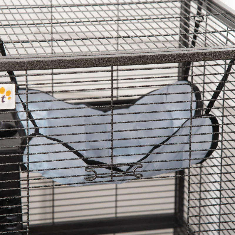 KFX-8589885 Metal Small Animal Cage with 4 Tiers, Removable Tray, Rolling Design, Hammock Included, for Ferrets, Chinchillas, and Sugar Gliders