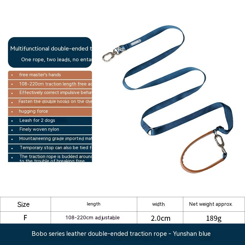 KFX-8590013 Durable Nylon Pet Traction Rope for Large Dogs - Available in Cardamom Red, Linen Green, Yunshan Blue (Length: 108-220cm, Width: 2.0cm)