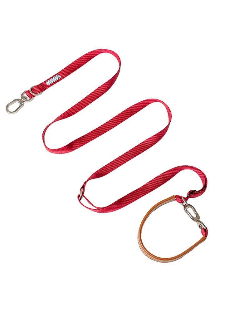 KFX-8590013 Durable Nylon Pet Traction Rope for Large Dogs - Available in Cardamom Red, Linen Green, Yunshan Blue (Length: 108-220cm, Width: 2.0cm)