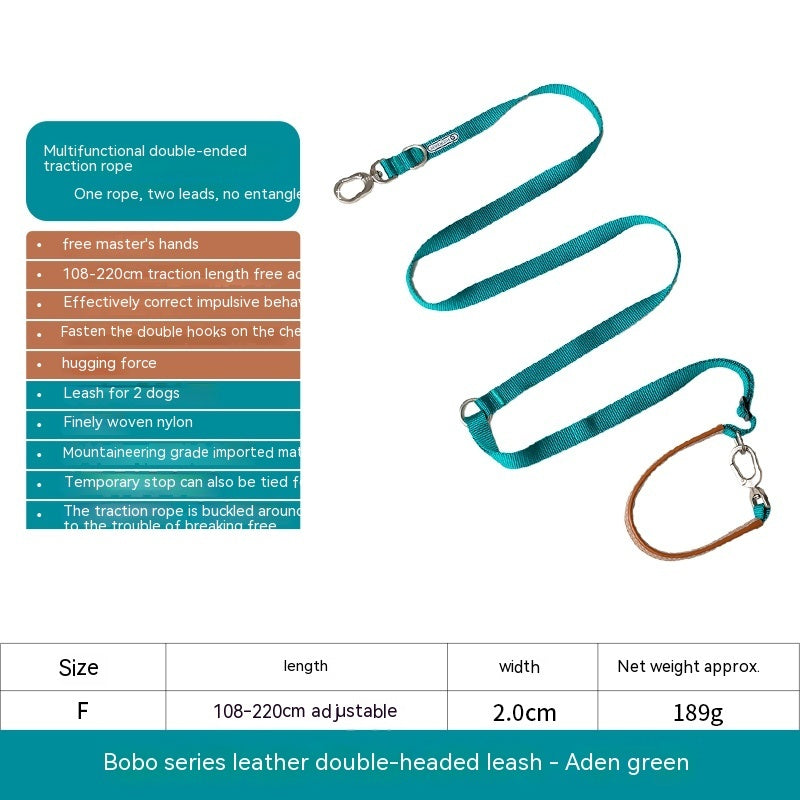 KFX-8590013 Durable Nylon Pet Traction Rope for Large Dogs - Available in Cardamom Red, Linen Green, Yunshan Blue (Length: 108-220cm, Width: 2.0cm)