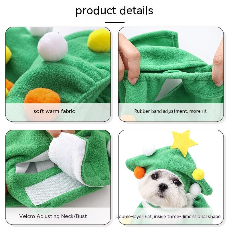 KFX-8590397 Funny Christmas Tree Costume for Cats and Dogs - Green Polyester Pet Clothing