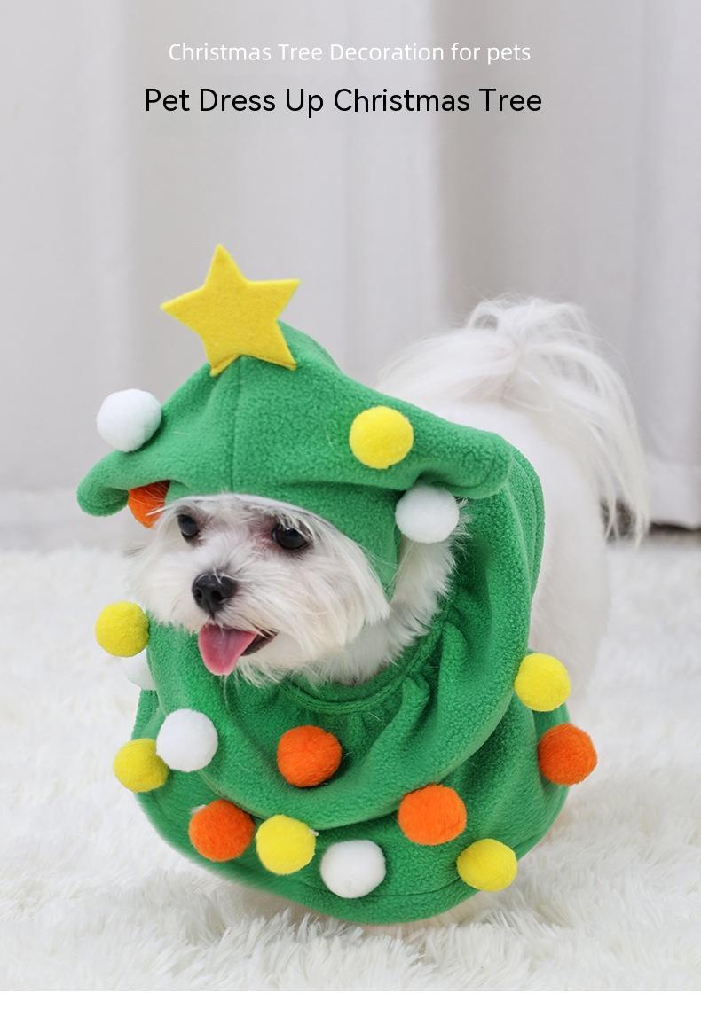 KFX-8590397 Funny Christmas Tree Costume for Cats and Dogs - Green Polyester Pet Clothing