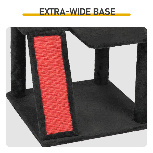 KFX-8591677 Gothic Cat Tree with Spacious Condo, Branch-Shaped Scratching Post, and Spider Toy in Red & Black