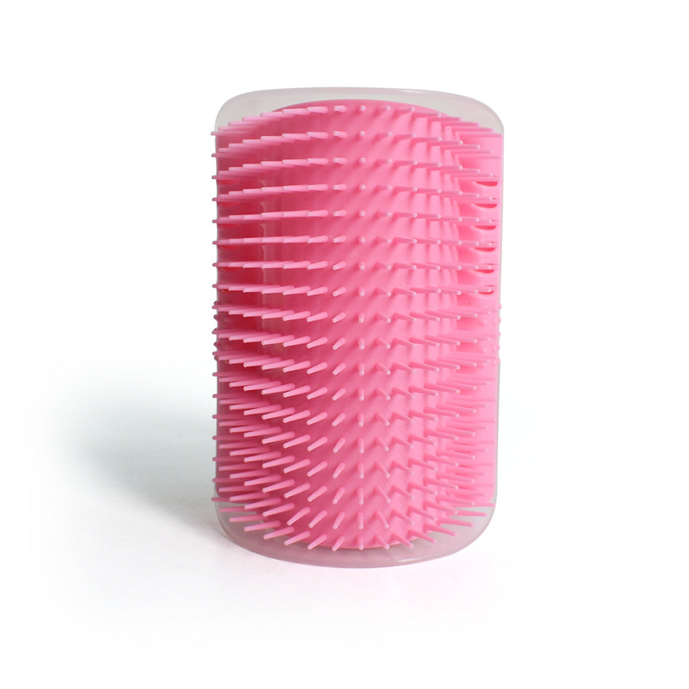 KFX-8591805 Cat Massage Rubbing Brush with Catnip – Durable Plastic Hair Comb for Wall Corner Use