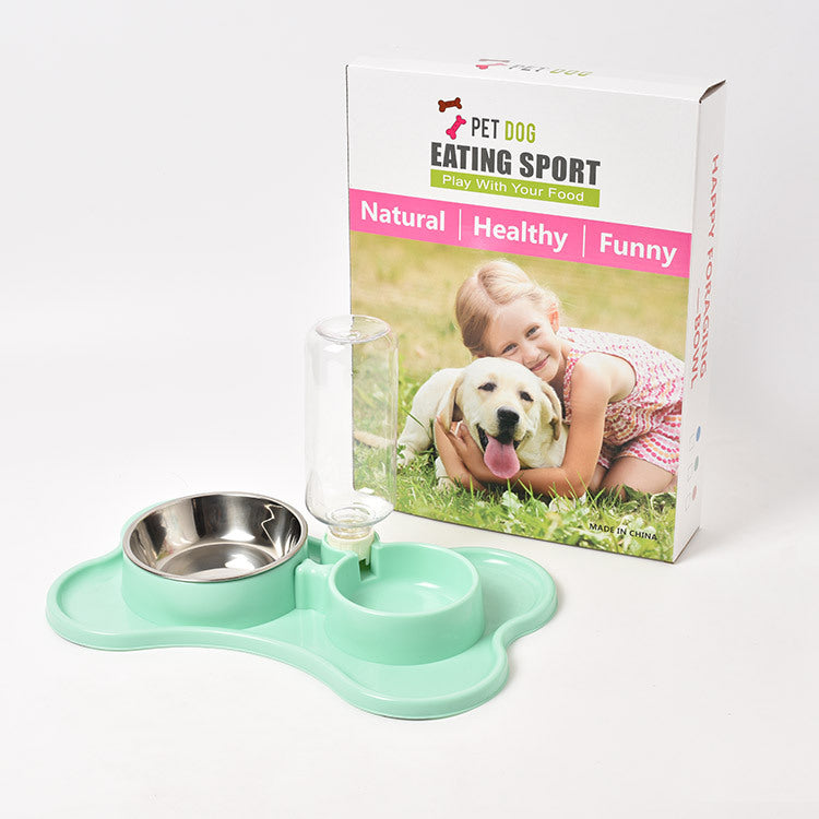 KFX-8592189 Automatic Dog Water Dispenser with Double Bowls - Plastic Pet Food and Water Station, 36x23x20.5cm