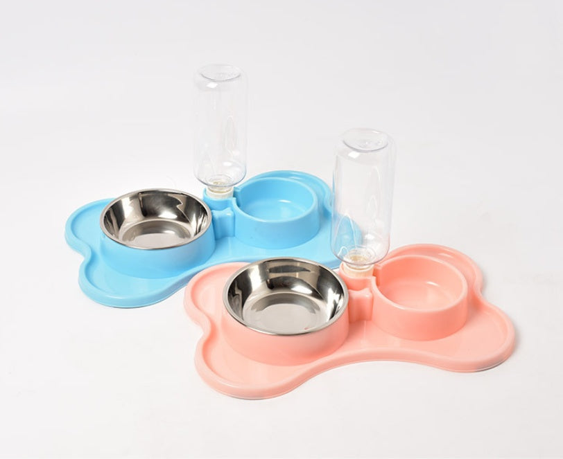KFX-8592189 Automatic Dog Water Dispenser with Double Bowls - Plastic Pet Food and Water Station, 36x23x20.5cm