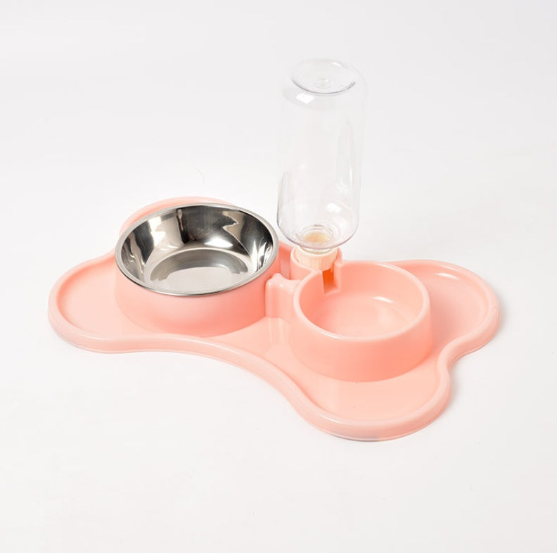 KFX-8592189 Automatic Dog Water Dispenser with Double Bowls - Plastic Pet Food and Water Station, 36x23x20.5cm