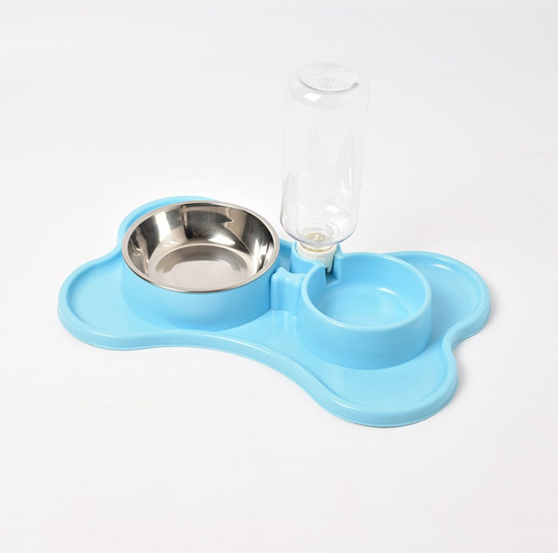 KFX-8592189 Automatic Dog Water Dispenser with Double Bowls - Plastic Pet Food and Water Station, 36x23x20.5cm