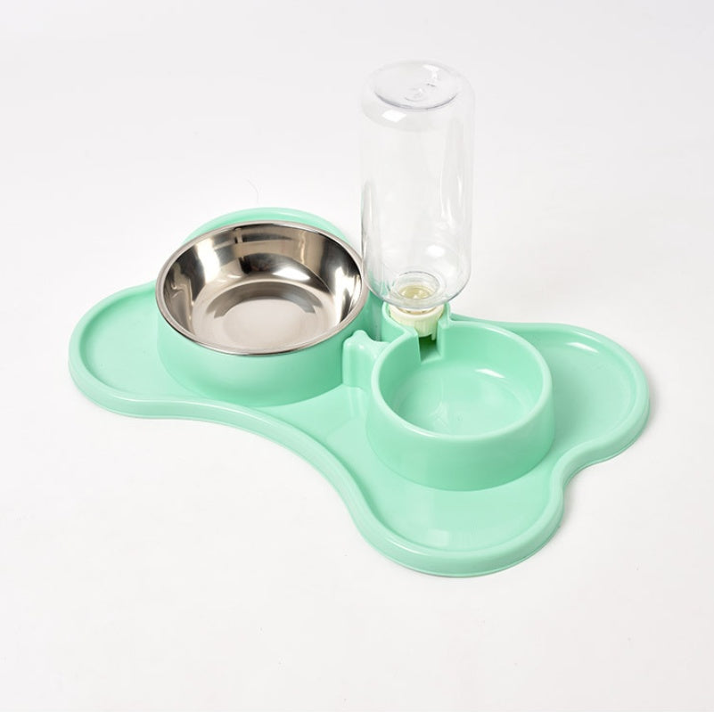 KFX-8592189 Automatic Dog Water Dispenser with Double Bowls - Plastic Pet Food and Water Station, 36x23x20.5cm