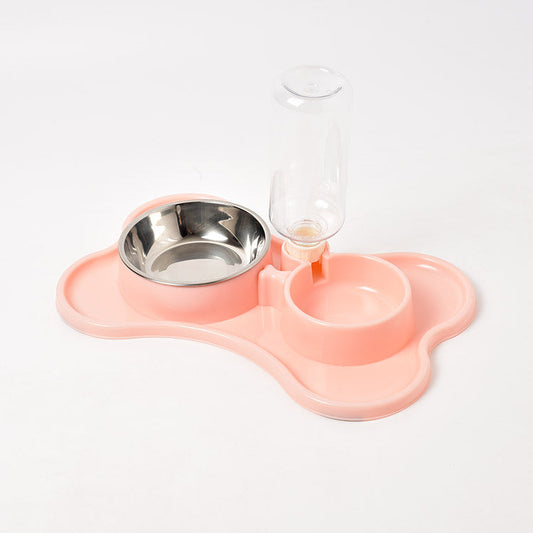 KFX-8592189 Automatic Dog Water Dispenser with Double Bowls - Plastic Pet Food and Water Station, 36x23x20.5cm