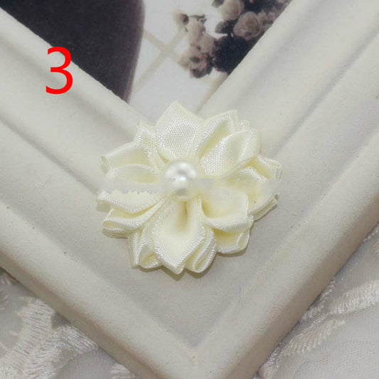 KFX-8593469 Handmade Pearl Flower Hair Accessories for Kids - Soft Knitted Fabric with Chiffon in Assorted Colors