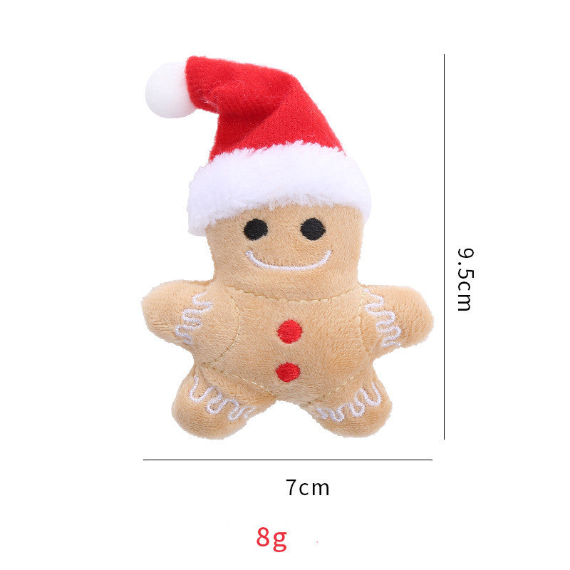KFX-8594621 Gingerbread Man Cat Toy with Christmas Hat, Plush Mint & PP Cotton Material