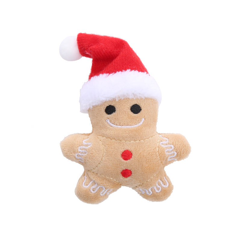 KFX-8594621 Gingerbread Man Cat Toy with Christmas Hat, Plush Mint & PP Cotton Material