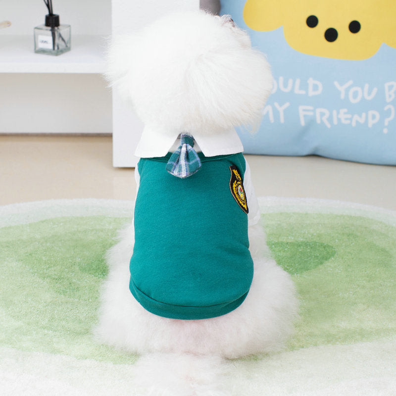 KFX-8596541 Casual Preppy Style T-Shirt and Skirt Set for Small Dogs