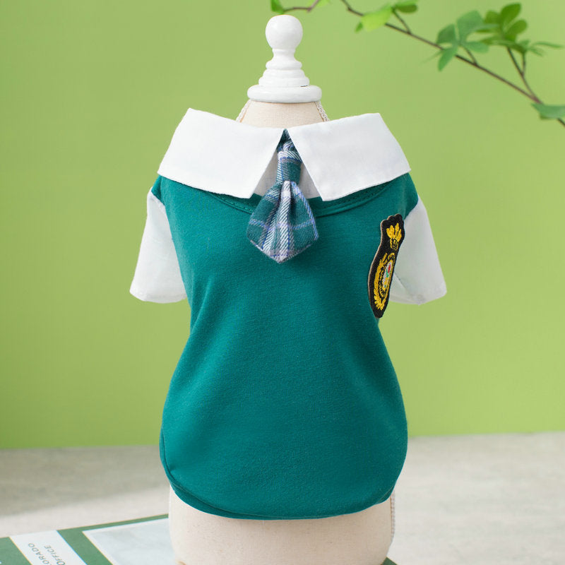 KFX-8596541 Casual Preppy Style T-Shirt and Skirt Set for Small Dogs